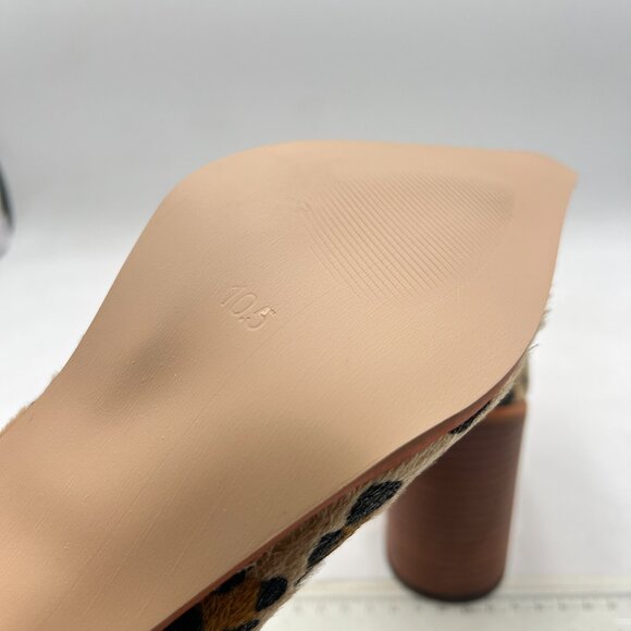 FOWT Brown Leopard Pointed Toe Slip On Mules Stacked Block High Heel Sandal - Picture 6 of 8